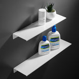 Hand installing aluminum wall mount tray shelf