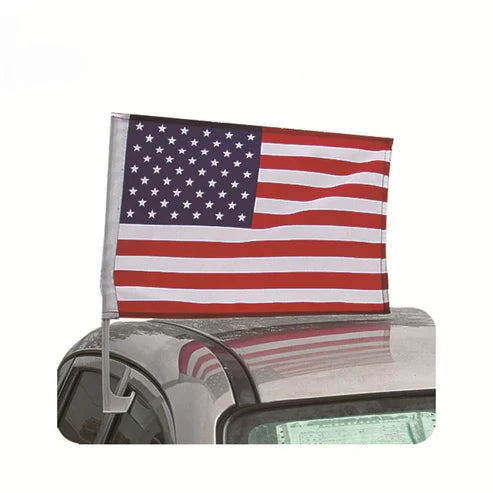 Folded American flag set of three pieces with car clip