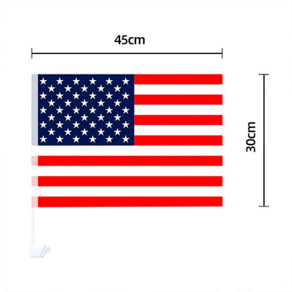 American flag decoration mounted on truck window