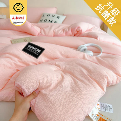 Antibacterial queen size duvet on bedroom bed lifestyle