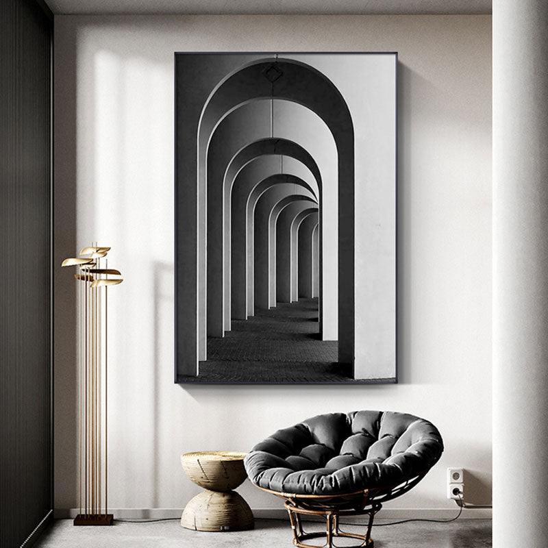 Art pavilion canvas painting displayed in modern living room