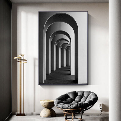 Art pavilion canvas painting displayed in modern living room