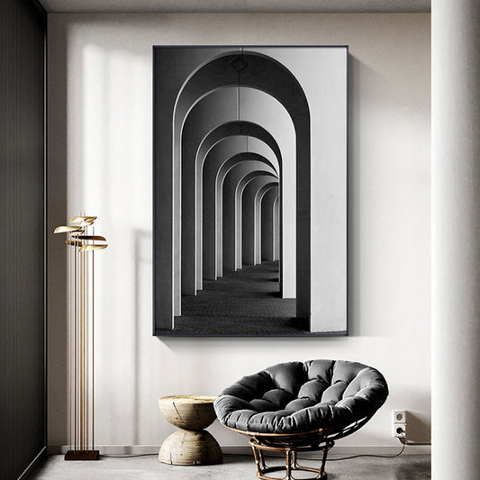 Art pavilion canvas painting displayed in modern living room