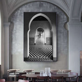Style B art pavilion canvas painting with arch corridor detail