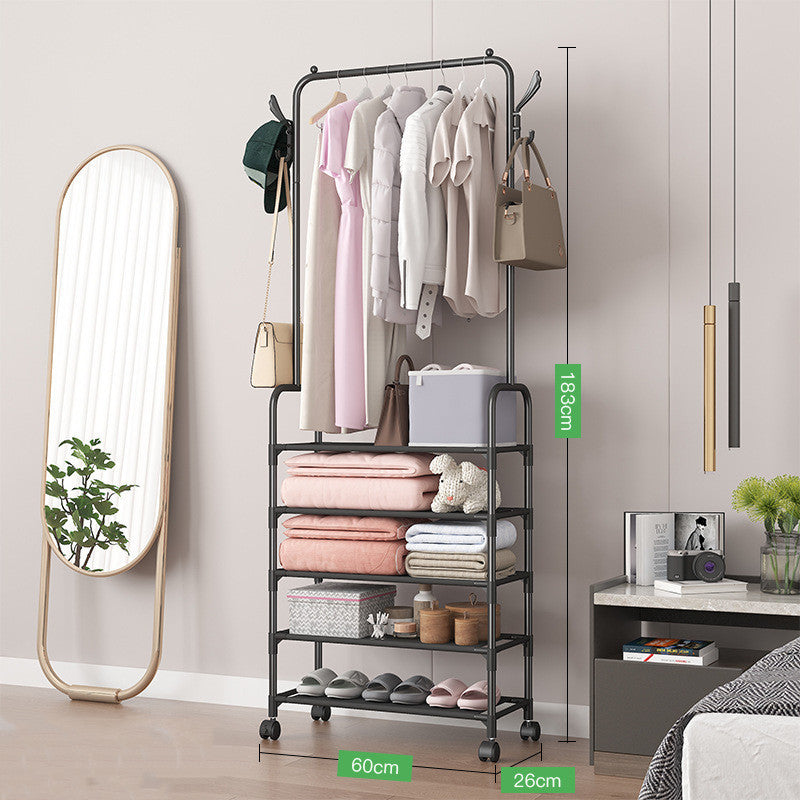 White multi-layer shoe hat rack with storage shelves in bedroom