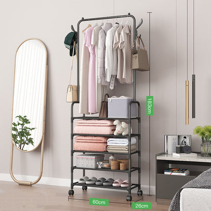 White multi-layer shoe hat rack with storage shelves in bedroom