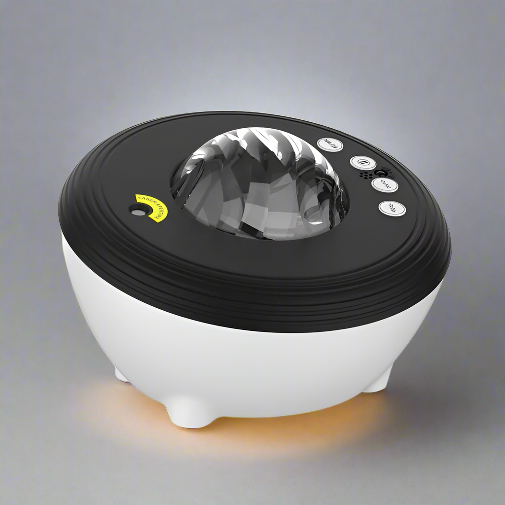 Aurora projector lamp with northern lights design on white base