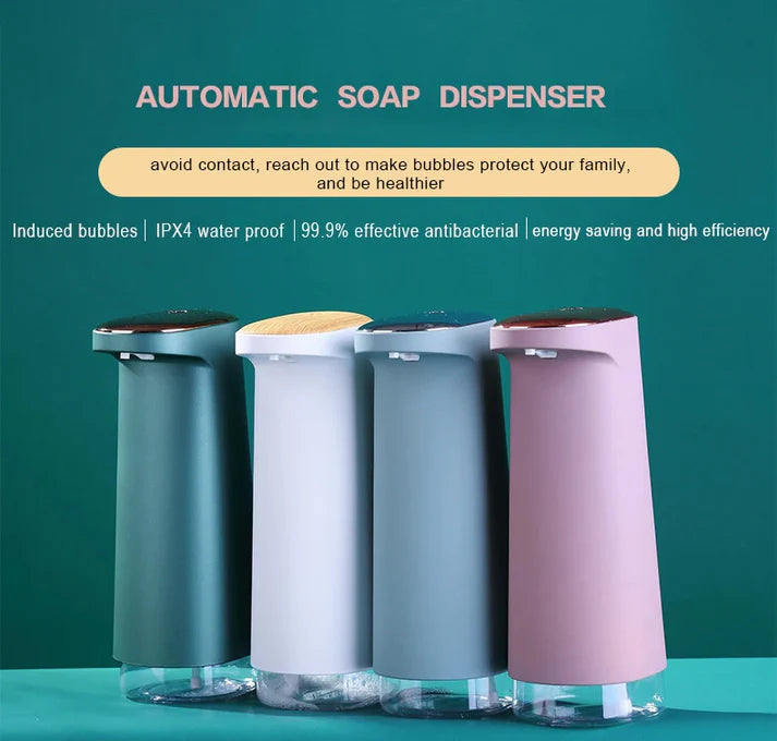 Automatic soap dispenser available in white, pink, green, dark green