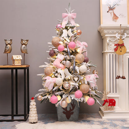 Snow Flocked Artificial Christmas Tree, Pre-Decorated Hinged Decorated Trees, with Star Ornaments Eco-Friendly Xmas Tree