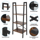 Modern Wooden Bookshelf, 4-Tier Ladder