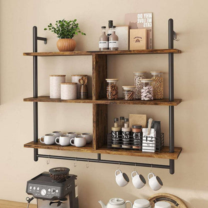 41" Floating Shelf with 4 Cube Display Shelf Wall