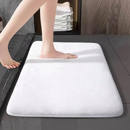 All four sizes of the absorbent flannel bathroom floor mat displayed for size comparison
