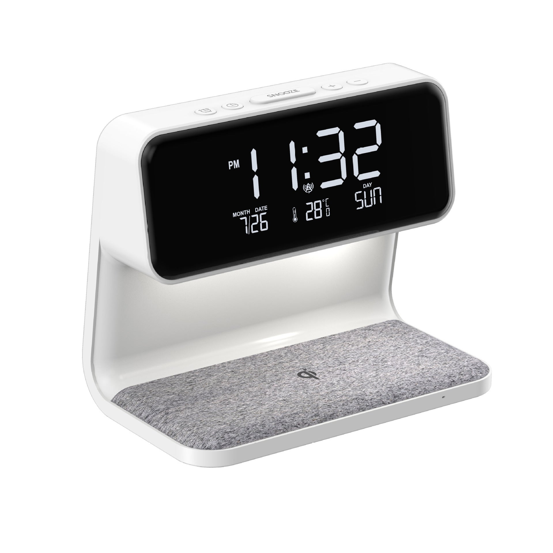Creative 3 In 1 Bedside Lamp Wireless Charging LCD Screen Alarm Clock  Wireless Phone Charger