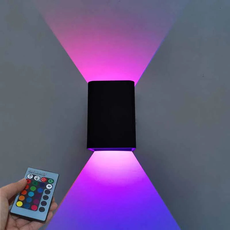 Bedroom bedside square LED wall lamp RGB blue light with remote control display