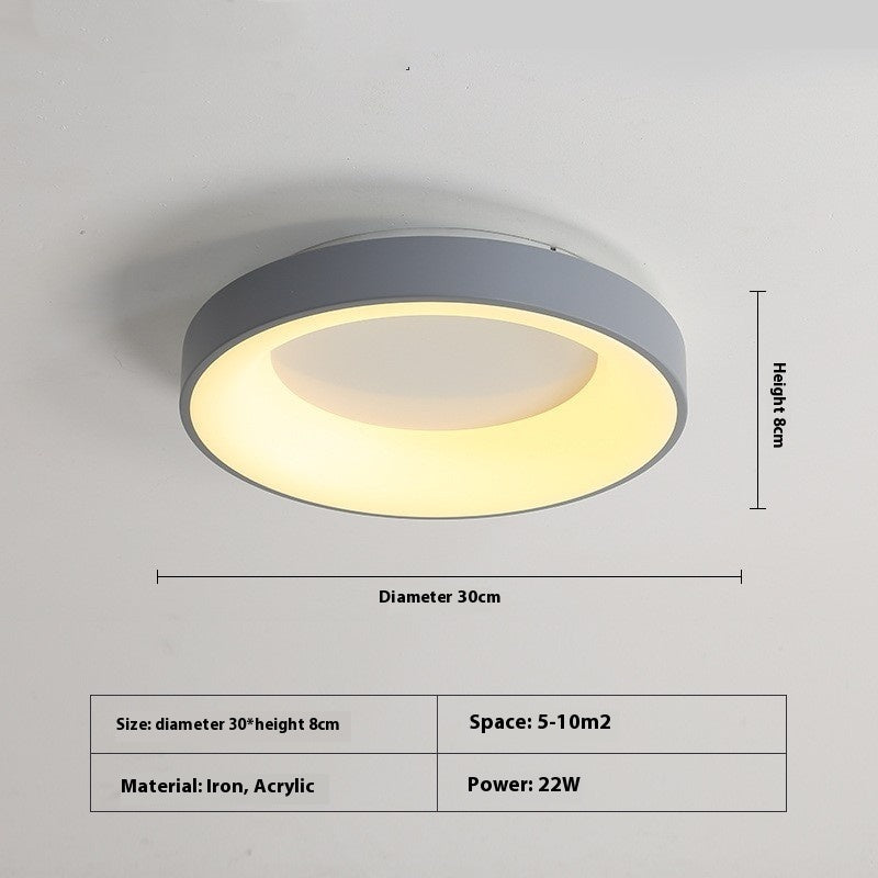 Close-up of the solid iron frame on the modern minimalist bedroom ceiling lamp
