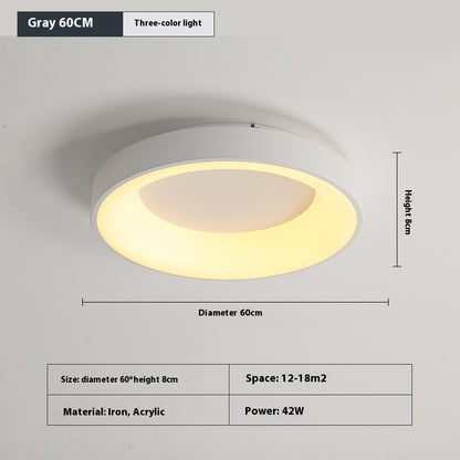 Flush mount bedroom ceiling lamp used in a small lounge room providing soft overhead light
