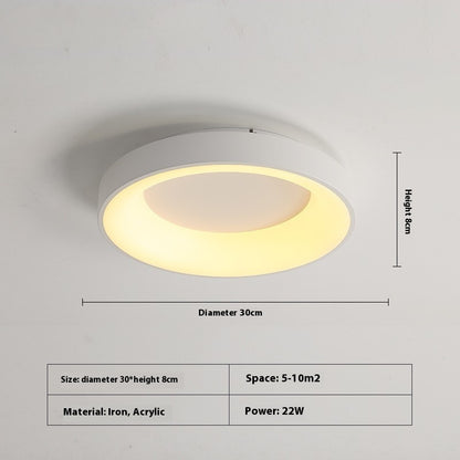 Side profile view of the flush mount bedroom ceiling lamp showing slim low ceiling clearance
