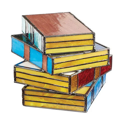 Plastic style book stack lamp showing stacked book design