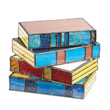 Resin style book stack lamp with colorful translucent pages