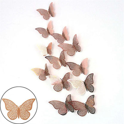 Multiple 3D butterfly stickers arranged in decorative pattern