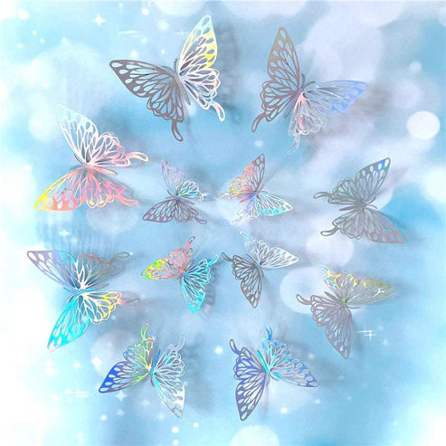 Blue 3D hollow butterfly wall stickers in style E