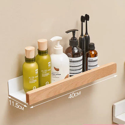 Solid Wood Bathroom Non-perforated Shelves