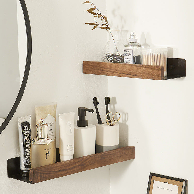 Solid Wood Bathroom Non-perforated Shelves