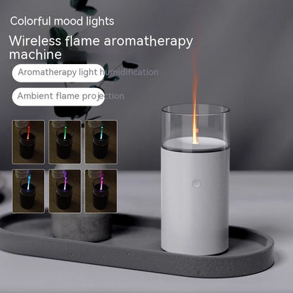 Candlelight flame humidifier aroma diffuser features infographic