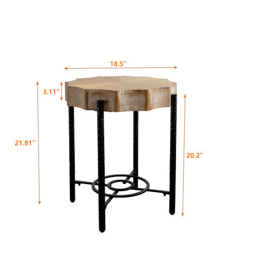 Cedar coffee table black metal concave legs living room setup