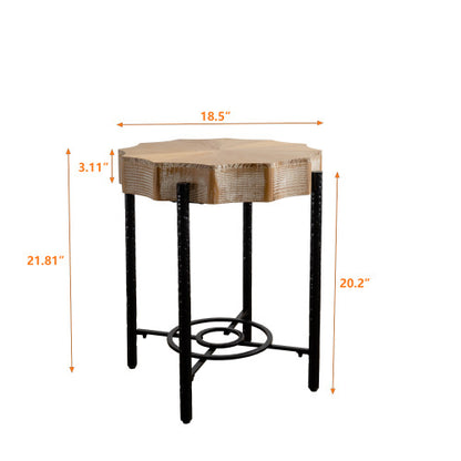Cedar coffee table black metal concave legs living room setup