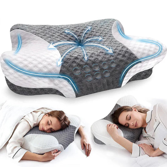 Cervical pillow contour shape side view ergonomic
