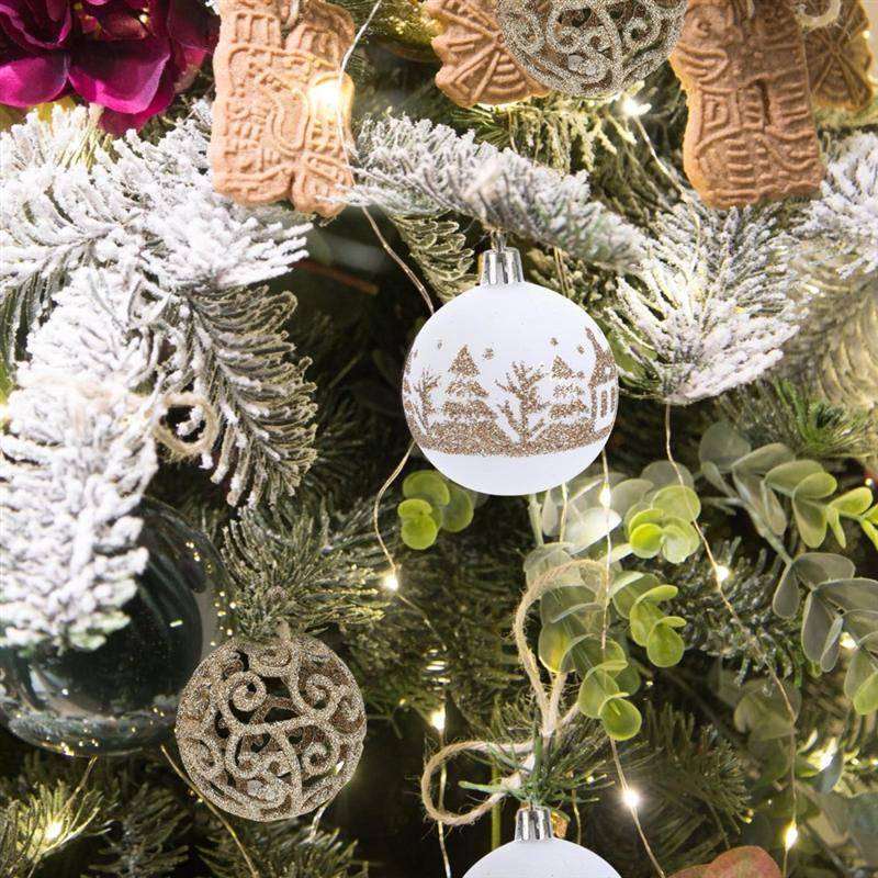 Close up pattern detail on Christmas ball ornaments