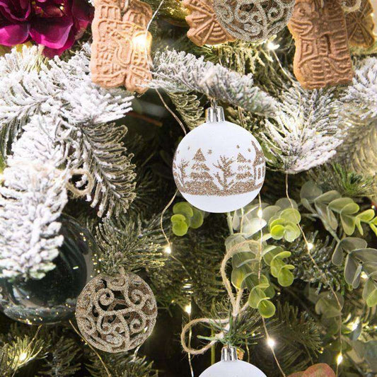 Close up pattern detail on Christmas ball ornaments