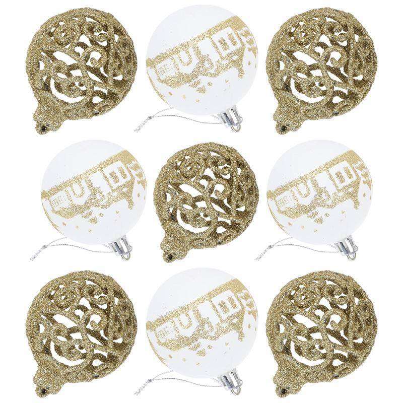 Full 9 piece Christmas balls set display