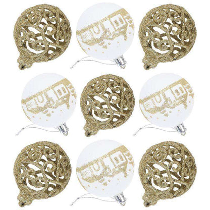 Full 9 piece Christmas balls set display
