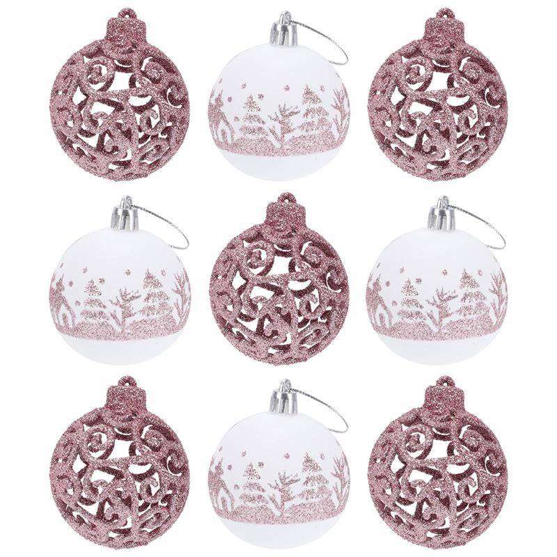 Christmas balls set in red color