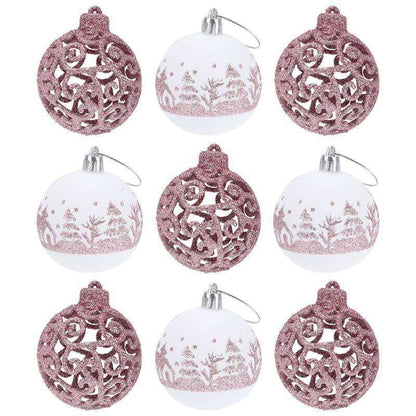 Christmas balls set in red color