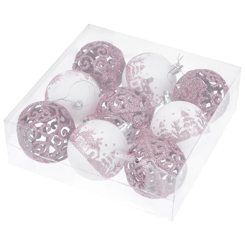 Christmas balls set in rose gold color