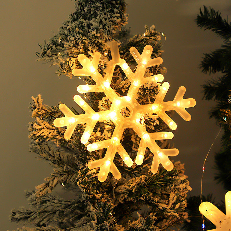 Christmas LED snowflake modeling light white plastic flat lay product shot