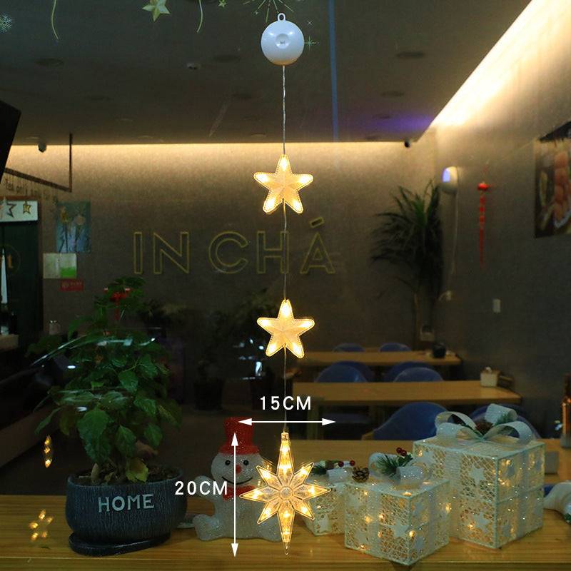 Christmas LED window lights with moon and star design