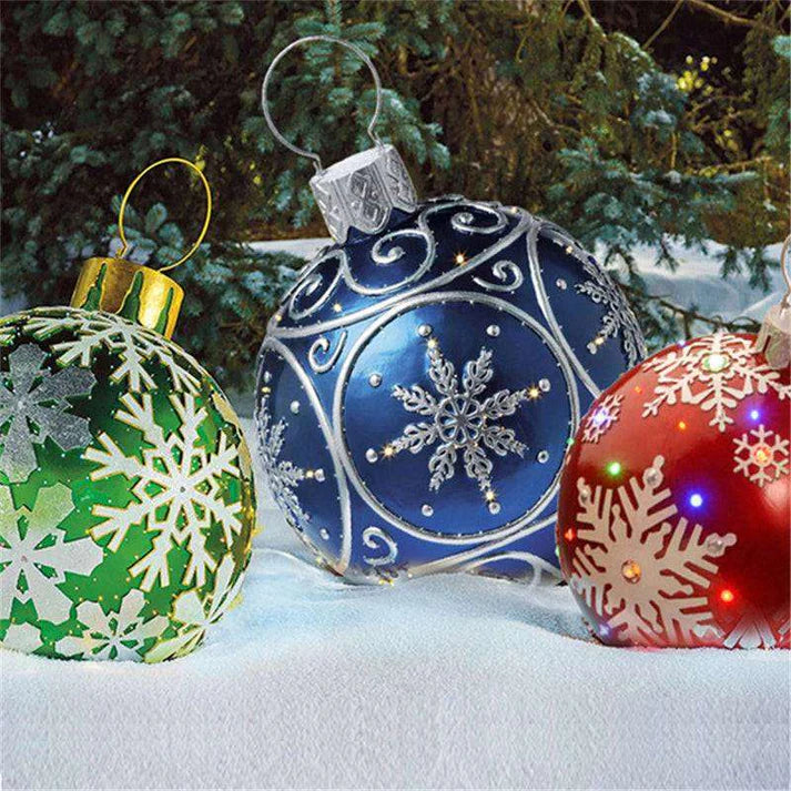Giant Christmas ornament ball in blue pattern