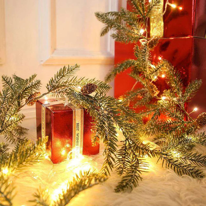 Christmas star decoration with pine cone string light