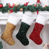 Christmas stockings set displayed with gift boxes