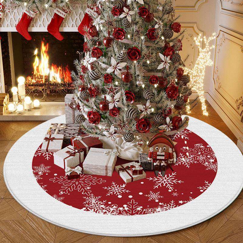 Christmas tree skirt carpet floor mat in red white