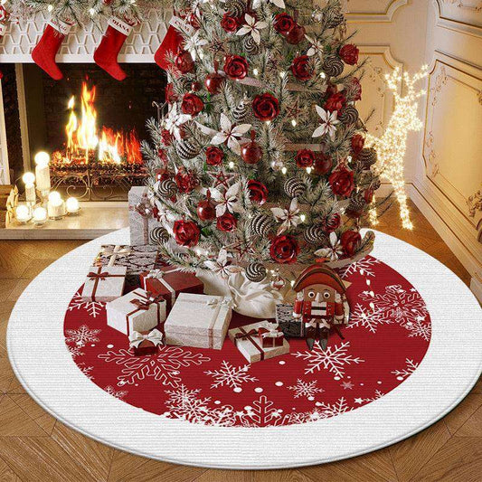 Christmas tree skirt carpet floor mat in red white