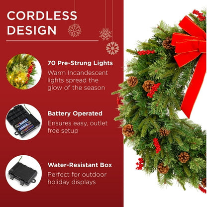 Battery operated Christmas wreath with remote control