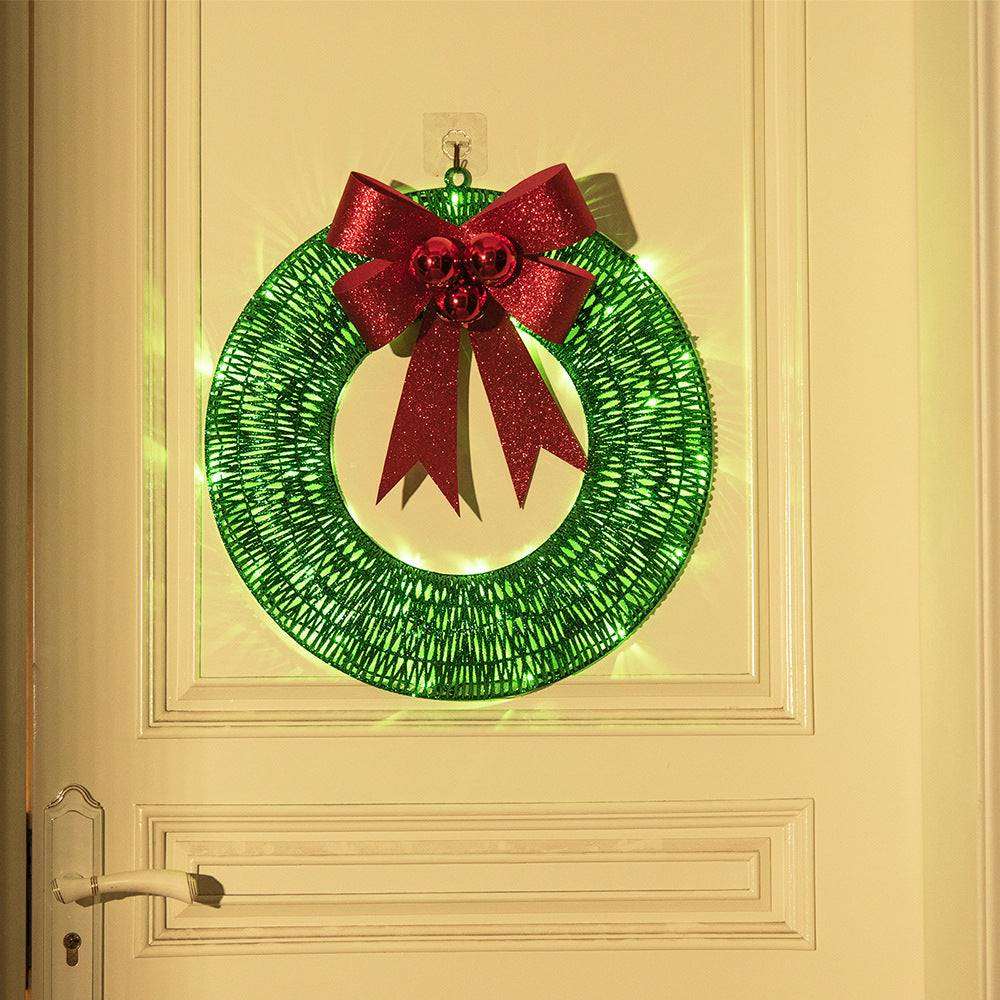 Christmas wreath iron frame and fabric detail