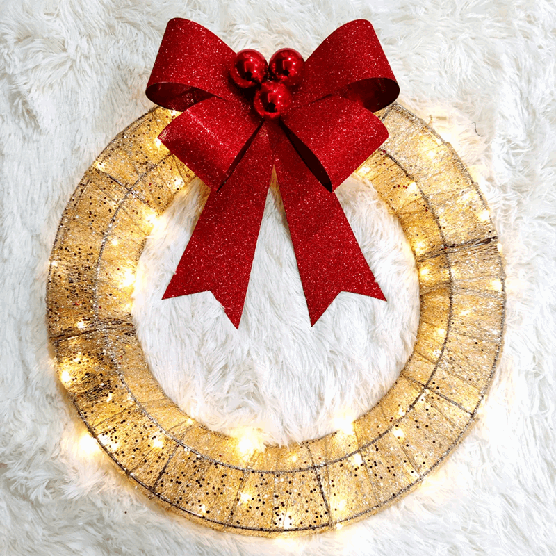 Christmas wreath hanging on front door