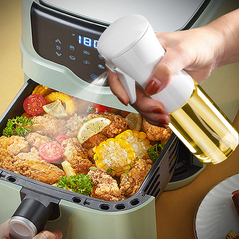 Continuous mist oil sprayer bottle used on BBQ grill