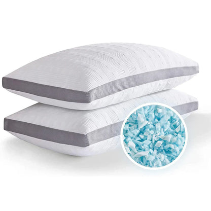 Cooling memory foam pillow cervical neck support white
